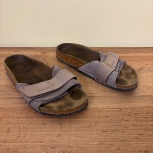 BIRKENSTOCK Oita Slide Sandals Size 36 Suede Leather‎ Taupe Gray Casual Slip On